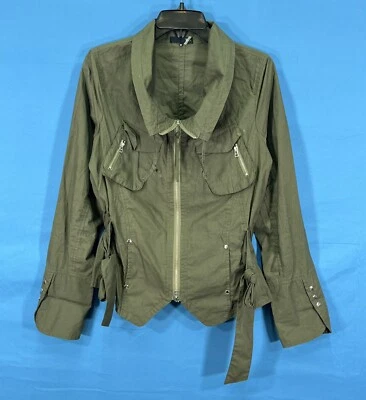 JAQUETA UTILITÁRIA RYU Anthropologie OLIVE sarja leve CICHED CINTURA com zíper M - Imagem 1 de 4