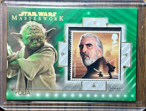 2020 Topps Star Wars Masterwork Stamp Relics Green /99 Yoda #SC-YD