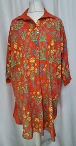 BEECHTREE Women's Tea Dress UK14 Loose Fit Orange Shirt Floral 3/4 sleeves C4029 - Picture 1 of 9