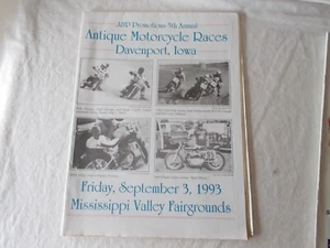 1993 Antq Motorradrennen Programm Davenport Iowa Racing Mississippi Messegelände - Bild 1 von 8