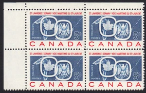 ST.LAWRENCE SEAWAY, EAGLE, MAPLE LEAF * CANADA 1959 #387 MNH UL BLANK BLOCK of 4 - Picture 1 of 1