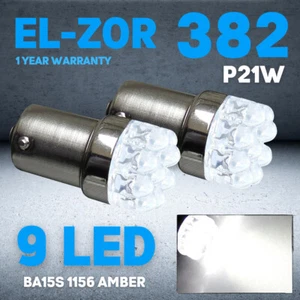 P21w 382 Brake Light Bulbs 9 Led Xenon White Ba15s 1156 Stop / Tail Car Bulb 12v - Picture 1 of 5