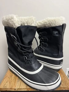 Sorel Caribou Waterproof Boots Size 9 Black White Insulated Lace Up Cold Womens  - Picture 1 of 8