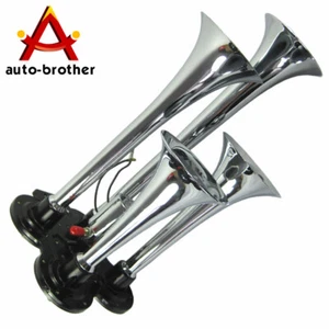 Zinc Impact 12V 150.2 db Four Trumpet Compact Train Air Horn Super Loud Chrome - Picture 1 of 3