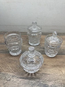 Lot Of 4 Vintage Crystal Jelly/Jam - Missing One Lid! - Picture 1 of 6
