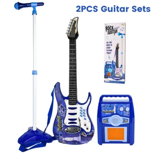 2PCS Kids Karaoke Electric Guitar Set MP3 Player Learning Toys Microphone, Amp - Picture 1 of 10