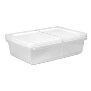 Set of (2) 28 Quart Storage Boxes, Clear Plastic Storage Bin with Snap-on Lid - Picture 1 of 12