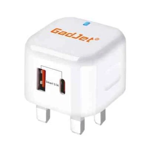 Type-C + USB-A Ports 3.1A 2-Port Charger Power Adapter Plug Universal UK Mains - Picture 1 of 2