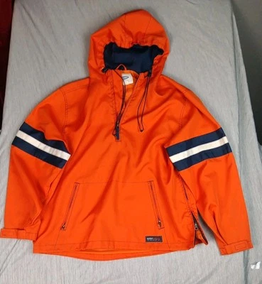 VTG Old Navy Athletic 1/4 Zip Pullover Anorak Mens Large Hooded Jacket Orange - Image 1 of 4