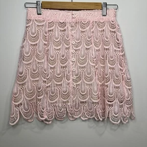 The Laundry Room Pink Nabe Lace Front Buttons Lined Skirt Size M - Picture 1 of 7