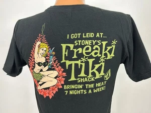 Camiseta Volcom Stoneys Freaki Tiki Shack S Hawaiana Pin-Up Hula Cóctel Negra - Imagen 1 de 10