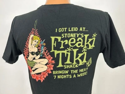 Freaki Tiki Shirt SMALL Volcom Stoneys Hawaiian Pin-Up Hula Cocktail Skate Black - Image 1 of 4