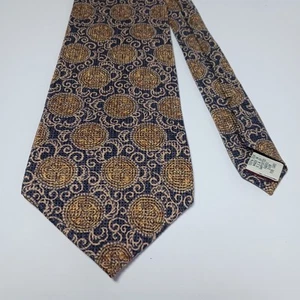 Vtg Gap Jacquard 100% Silk Neck Tie Mens Medallion Blue Gold Wide USA - Picture 1 of 4