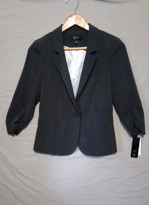 Blazer feminino BCX carvão manga quarto tamanho S Preppy desgaste ocupacional - Imagem 1 de 4