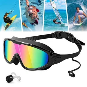 Adult Swimming Goggles Adjustable Anti-Fog Glasses Diving Underwater Protection - Picture 1 of 16
