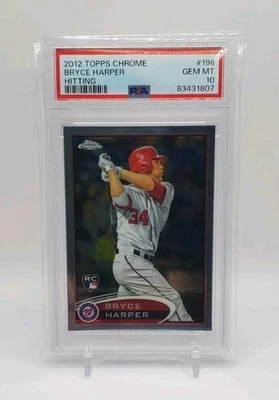 🔥2012 Topps Chrome - Bryce Harper #196 Hitting (RC) PSA 10🔥 Foto 1 de 2