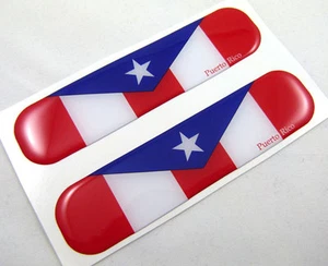 Puerto Rico Flag Domed Decal Puerto Rican Emblem Car Flexible Sticker 5"Set of2 - Imagen 1 de 2
