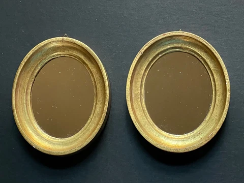 Vintage ITALY Small PR MIRRORS GOLD Antique OVAL Wall ITALIAN Hollywood Regency Cover