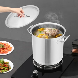 Stainless Steel Stockpot With Lid Commercial Large Capacity Soup Beverage Pot - Picture 1 of 11