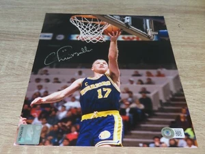 Foto firmada por Chris Mullin de los Golden State Warriors 8x10 automática Beckett BAJO CERTIFICADO DE AUTENTICIDAD 1C - Imagen 1 de 4