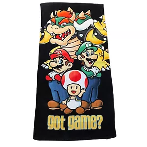Super Mario Bros Beach Towel Youth 44x27 Black Official Nintendo Got Games 2012 - Picture 1 of 7