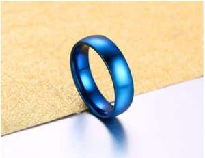 6MM Silver Gold Blue Black Plated Stainless Steel Men Women Ring Band Size 5-13 - Picture 1 of 13