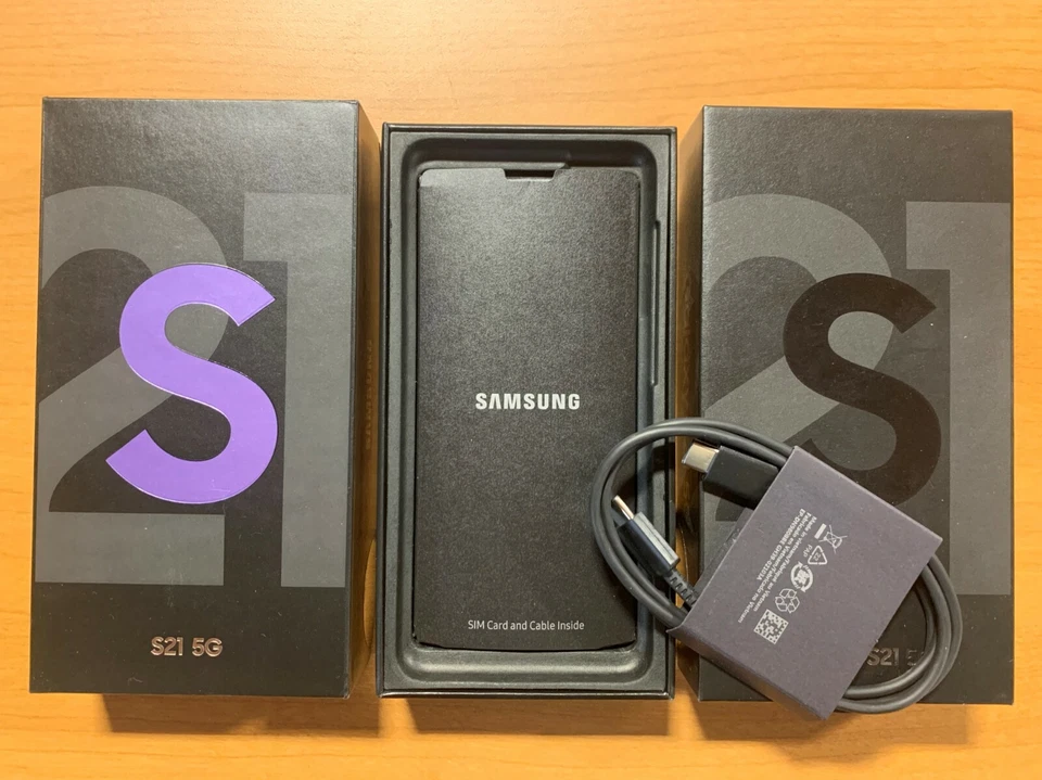 Samsung Galaxy S21 5G Caja OEM con Cable USB-C e Insertos + Herramienta SIM Foto 1 de 3
