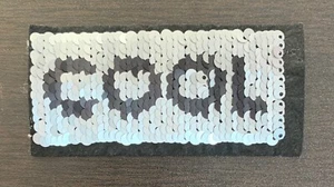 COOL Black And Silver Sequin Sew On Patch - Picture 1 of 3