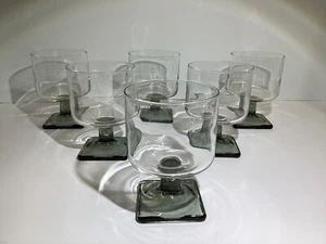 6 Vintage federal glasses Nordic midnight smoky barware cocktail champagne? - Picture 1 of 6