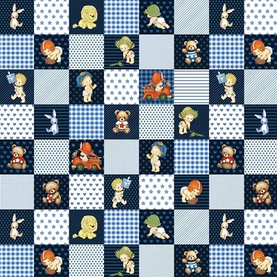 Tela de edredón Americana Baby Indigo Patchwork por Michael Miller 44" de ancho Foto 1 de 4