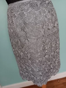 SHORT FORMAL SKIRT IN SILVER GRAY W/LACE OVERLAY PARTY DANCE WEDDING CRUISE 14 - Picture 1 of 4