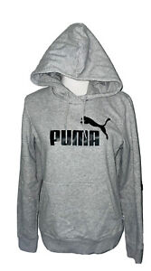 Puma Women's Hoodie Sweatshirt Size Large Light Gray Pullover Logo Essentials