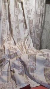 Vintage französische sehr lange Vorhänge Toile de Jouey und Streifen. PAAR 133 x 215 cm - Bild 1 von 18