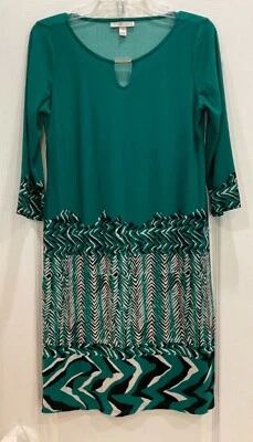 Vestido Vaina Dana Buchman Talla Pequeña Verde Negro Blanco Ojo de Cerradura Frontal 142  Foto 1 de 4