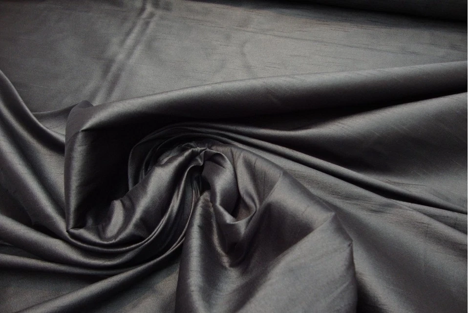 Tecido para decoração de casa Shantung seda falsa cortina Dupioni casamento preto sólido   - Imagem 1 de 1