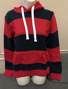 womens reflex red blue stripe hoodie sweatshirt new medium  - Picture 1 of 5