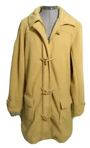 DENIM & CO. Fleece Trench Coat L Butterscotch Brown Zip & Toggle closure jacket - Picture 1 of 7