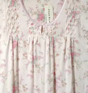 Nuevo MSRP $72 Camisón corto Miss Elaine tejido sedoso rosa rosa suave manga gorra 1X - Imagen 1 de 8