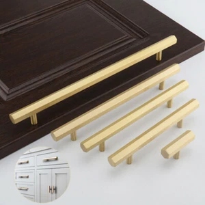 Manopole esagonali in ottone per armadio cucina barra a T armadio cassetto maniglia estraibile - Foto 1 di 12