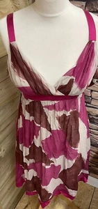 Abito donna Sue Wong UK 10 rosa colorato 100% seta vestito foderato senza maniche - Foto 1 di 4