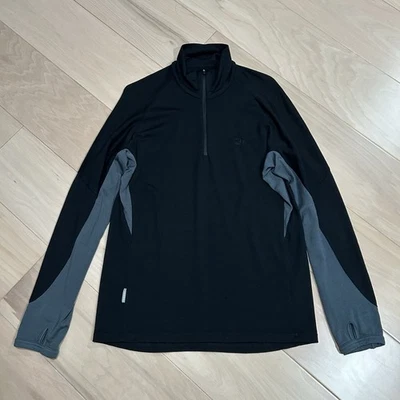 Icebreaker Bodyfit 260 1/2 拉链套衫灰色/黑色 * * 孔男式大号 — 第 1/4 张图片