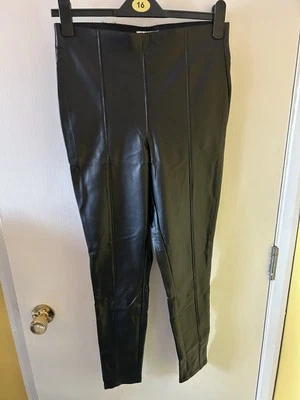 Cute H&M Black Vegan Leather Stretch Leggings Size 12 Medium BNWT - Image 1 of 3