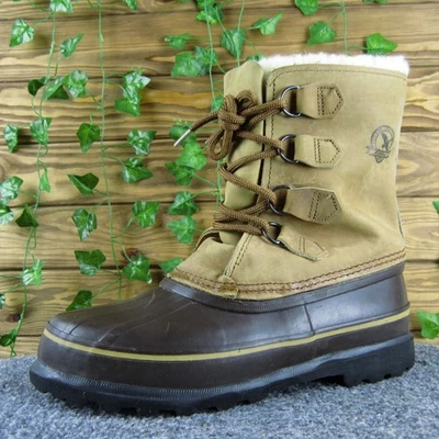 Eddie Bauer Mujeres 8 Marrón Tostado Pato Botas Cuero Goma Con Cordones Invierno Cálidas Foto 1 de 4