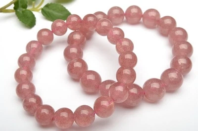 Pulsera elástica de cuarzo fresa AA de 9 mm con piedras preciosas naturales de 16,5 cm Love Stone Foto 1 de 4