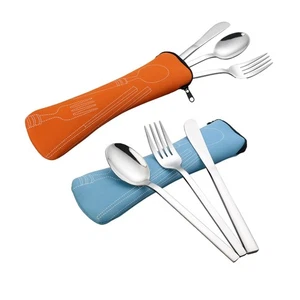 Saedy Set Singolo 6 Pezzi Argenteria, Cucchiaio Forchetta Coltello con Custodia - Foto 1 di 7