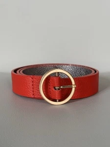 WOMEN'S BODEN RED LEATHER BELT - Picture 1 of 9
