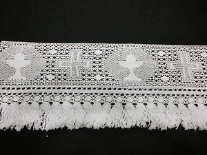 1 MT. PIZZO PIZZI IN COTONE BIANCO h cm 18 DA CHIESA BORDURA GALLONE FESTONE - Picture 1 of 1