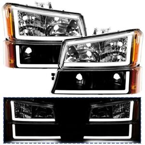 Clear Black LED DRL Headlights Bumper Lamps Fit For Silverado Avalanche 03 04-07