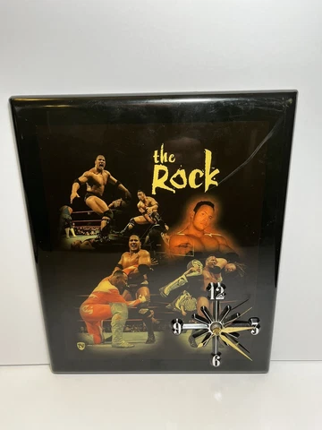 Vintage WWF Wrestling Clock - The Rock / Dwayne Johnson - Wrestler Cover