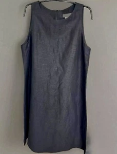 Vestido vaquero negro Dianne B New York para mujer mezcla de lino sin mangas vintage talla 8 - Imagen 1 de 16